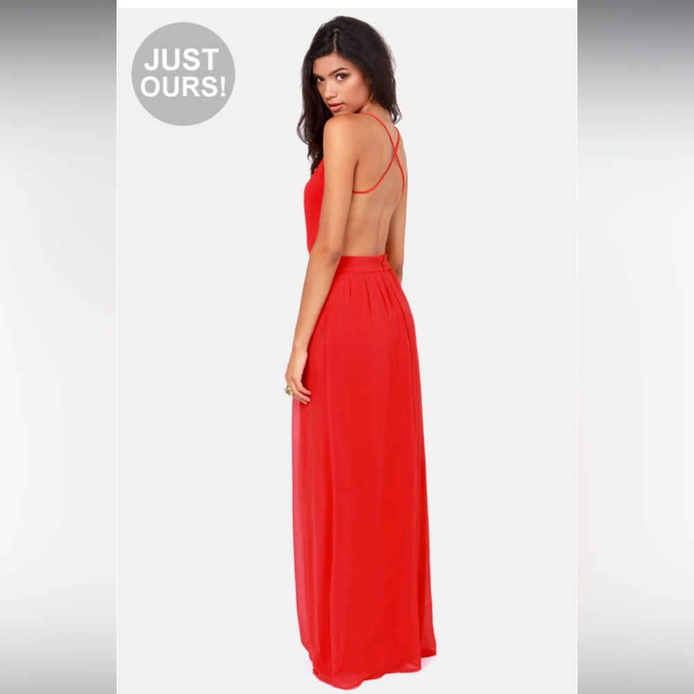 Rooftop Garden Backless Red Dress View 4